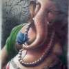 Ganesha - Oil On Canvas Paintings - By Hemsagar Roy, Khajuraha Painting Artist