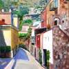 Street In Positano - Acrylic On Canvas Paintings - By Rolando Lambiase, Impressionism Painting Artist